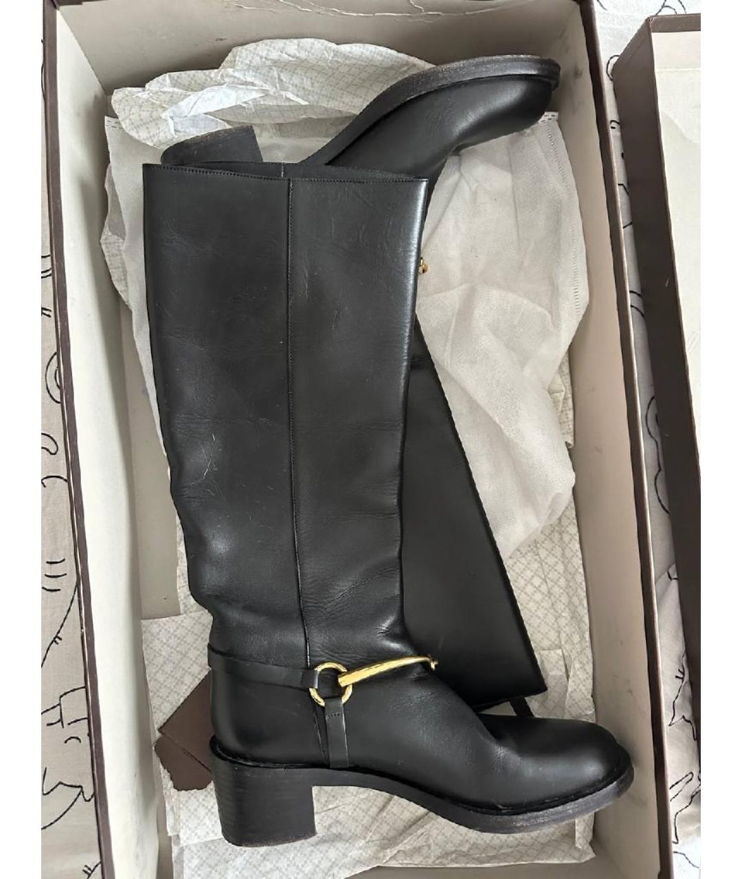 GUCCI Черные кожаные сапоги, фото 9