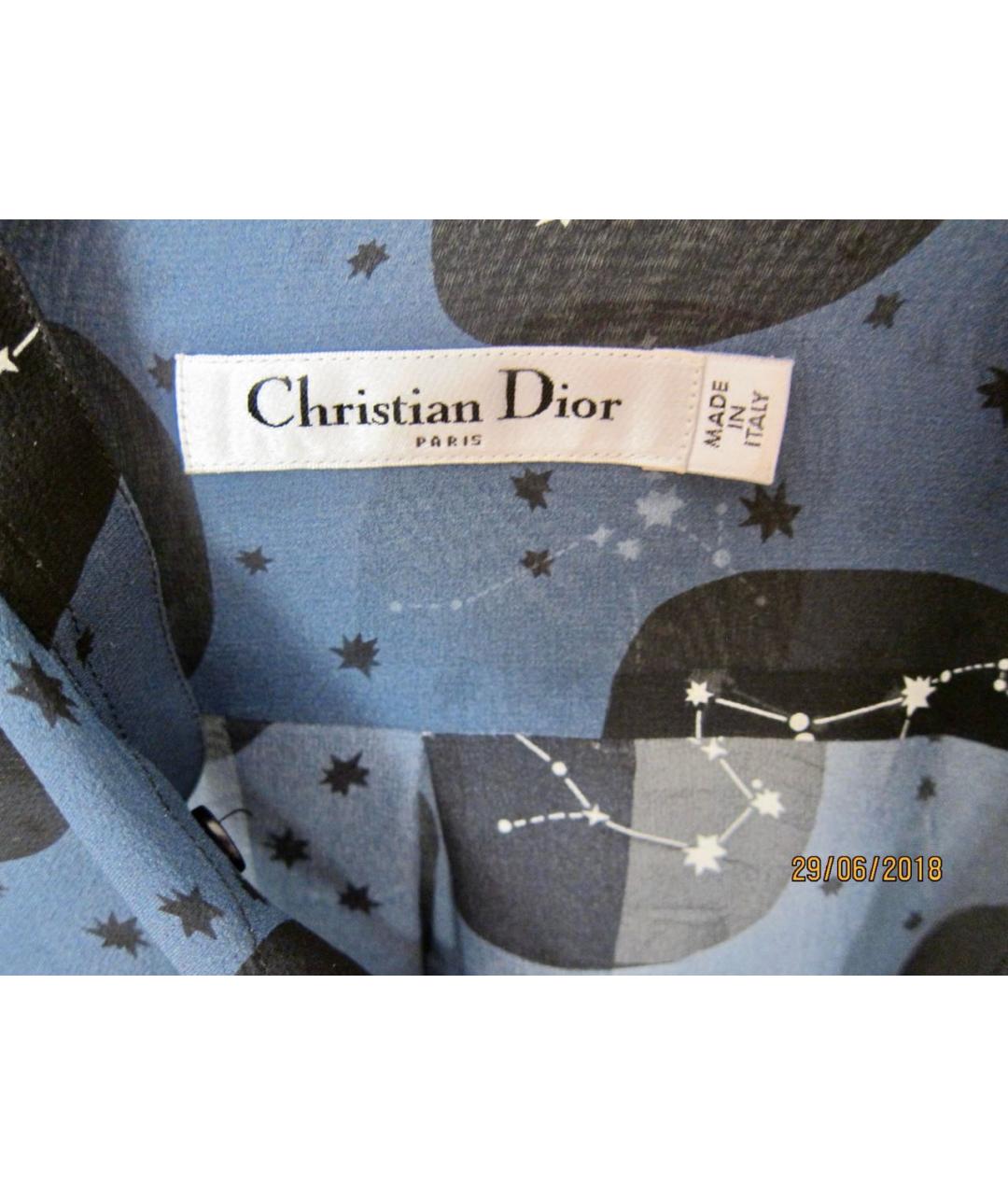 CHRISTIAN DIOR Синяя шелковая блузы, фото 2