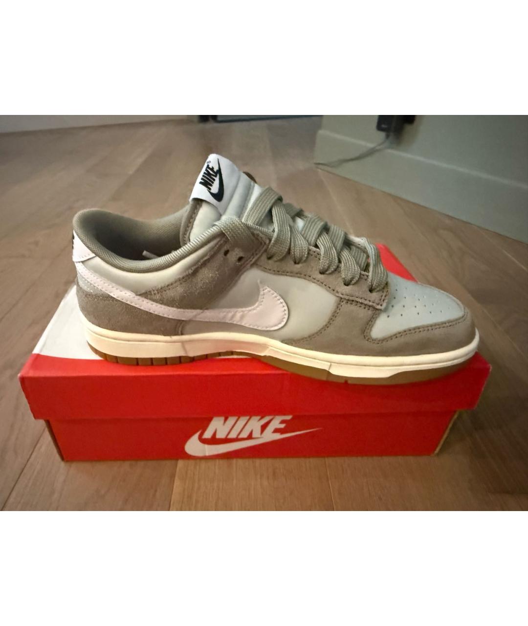 NIKE Бежевые замшевые низкие кроссовки / кеды, фото 2