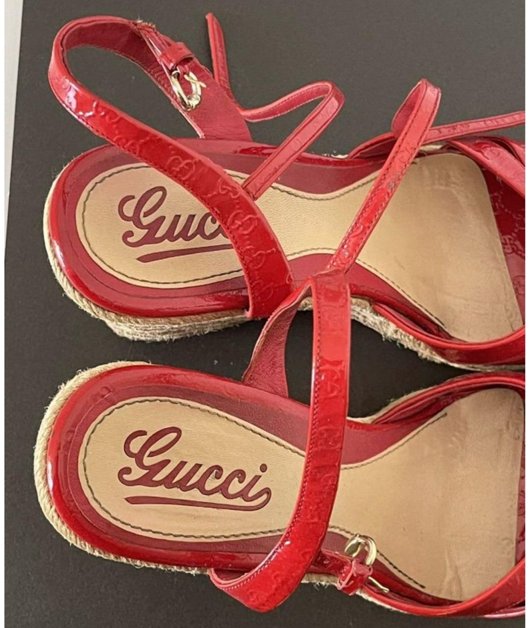 GUCCI Красные эспадрильи из лакированной кожи, фото 5