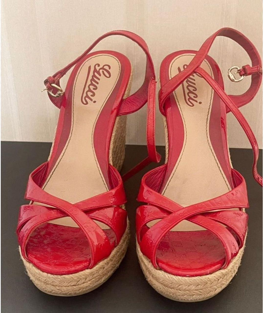 GUCCI Красные эспадрильи из лакированной кожи, фото 4
