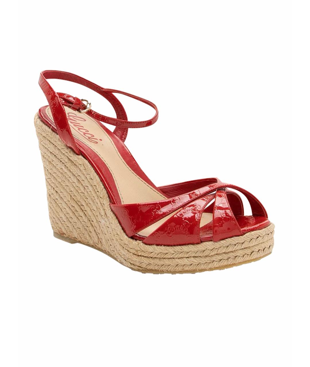GUCCI Красные эспадрильи из лакированной кожи, фото 1