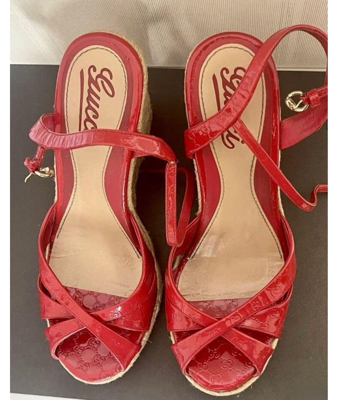 GUCCI Красные эспадрильи из лакированной кожи, фото 3