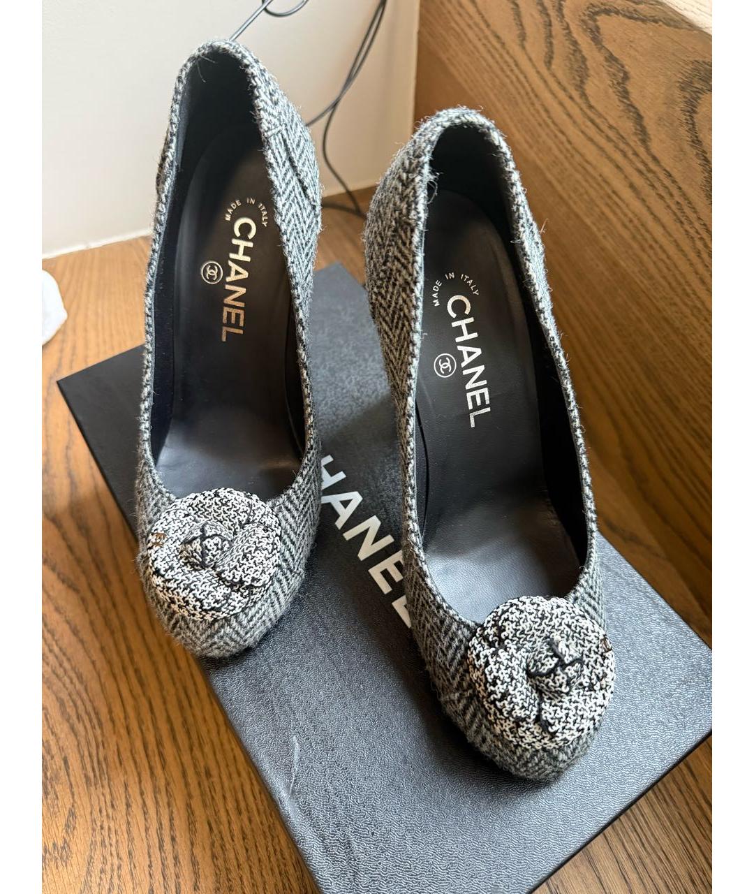 CHANEL Серые текстильные туфли, фото 3