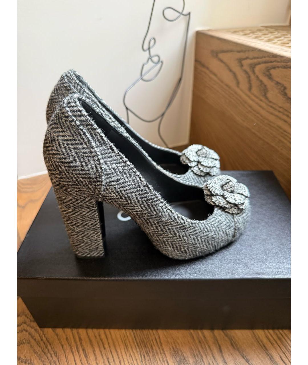 CHANEL Серые текстильные туфли, фото 2