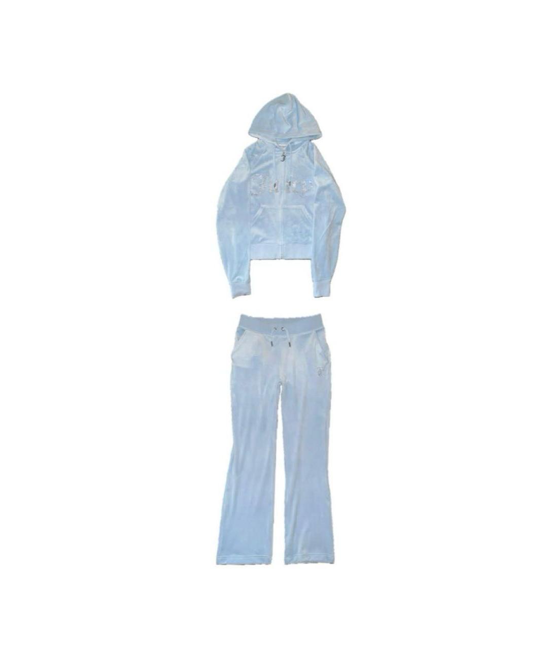 JUICY COUTURE Голубой велюровый спортивные костюмы, фото 9