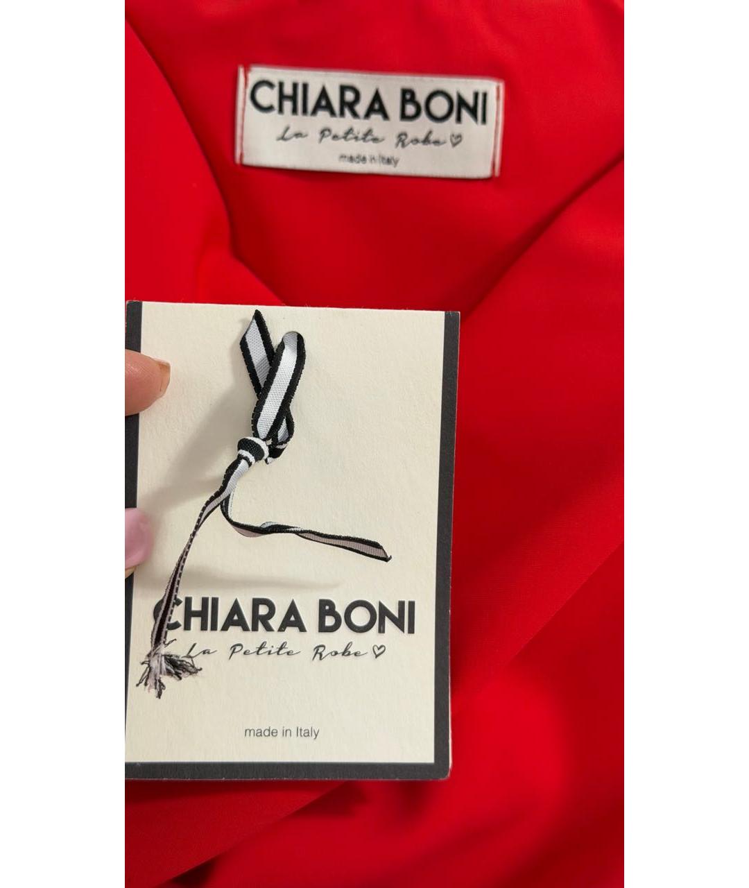 CHIARA BONI Красное полиамидовое вечернее платье, фото 5