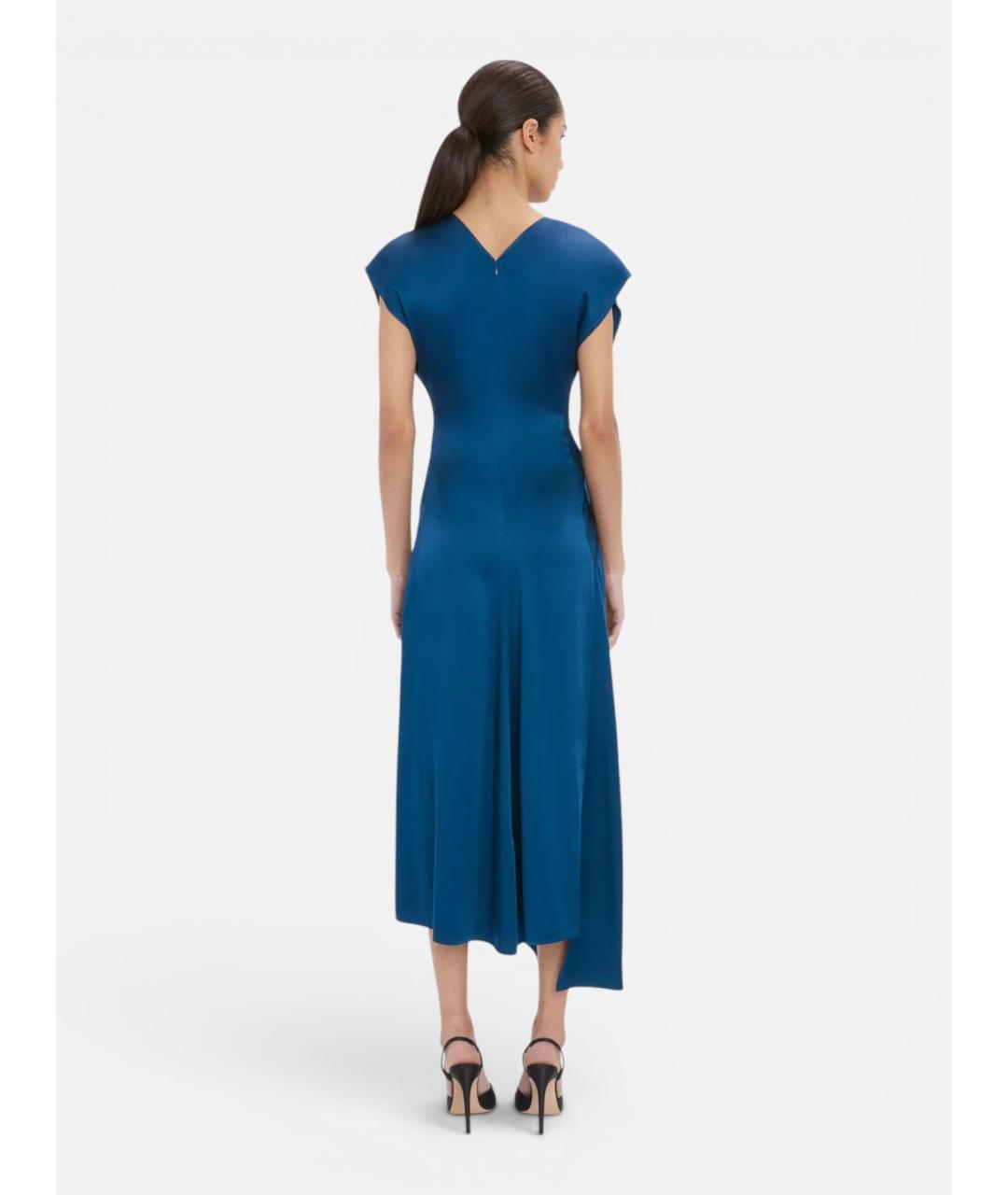 VICTORIA BECKHAM Синее ацетатное коктейльное платье, фото 4