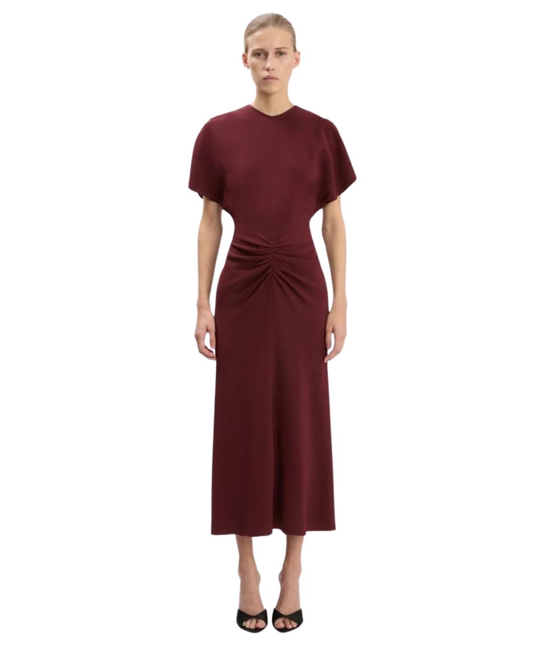 VICTORIA BECKHAM Бордовое вискозное коктейльное платье, фото 2