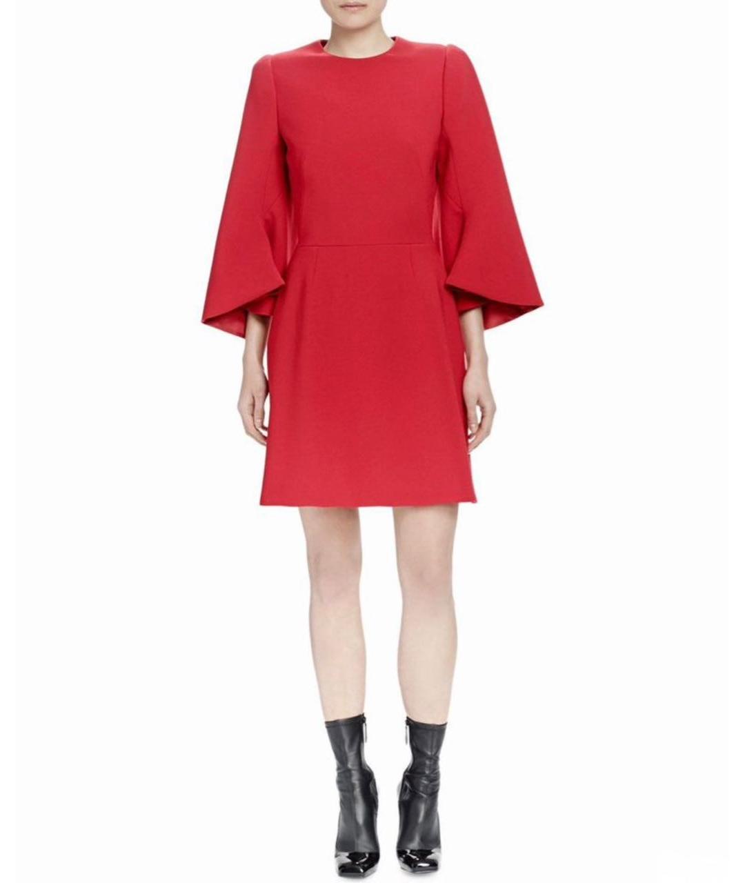 ALEXANDER MCQUEEN Красное шерстяное коктейльное платье, фото 2