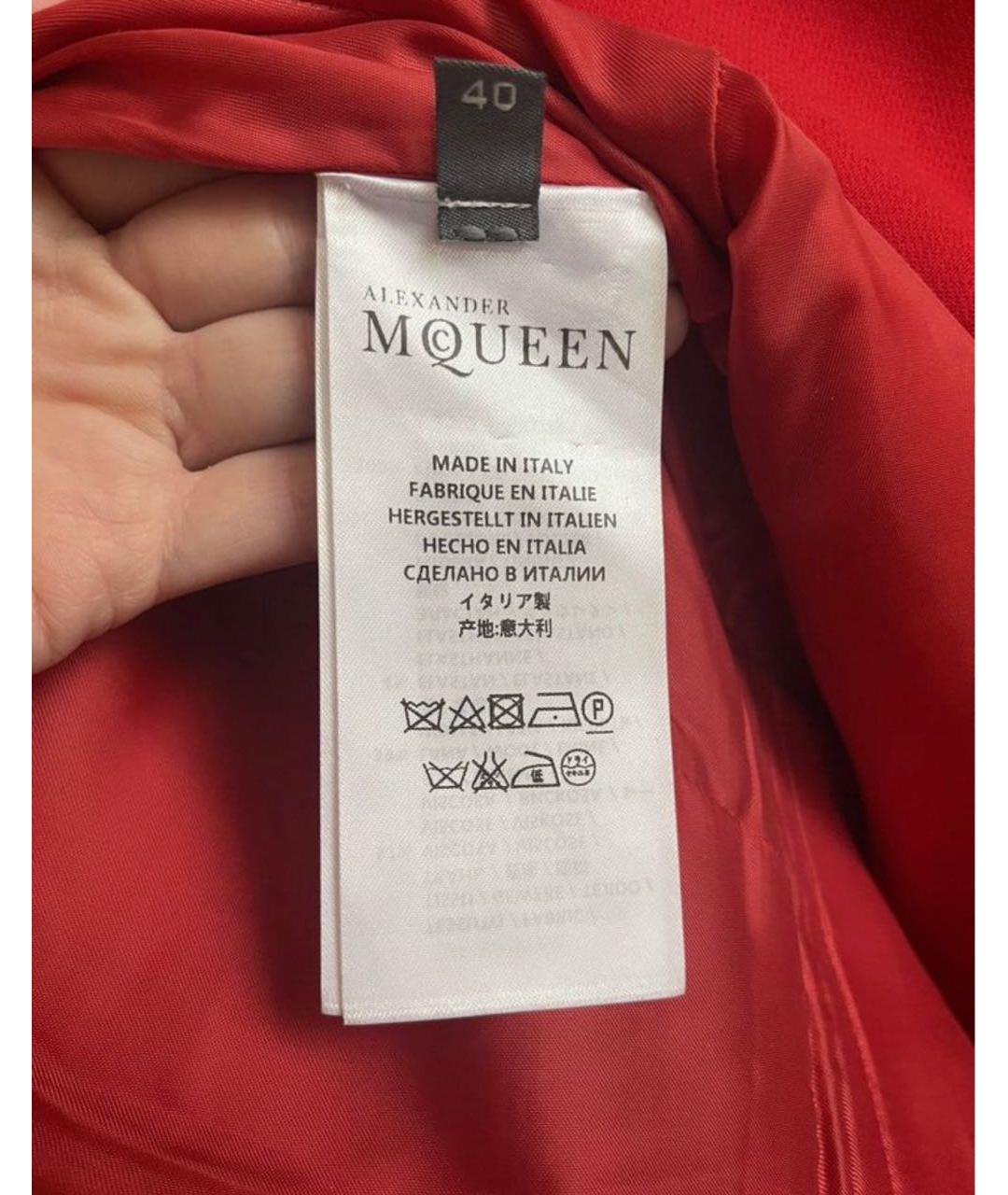 ALEXANDER MCQUEEN Красное шерстяное коктейльное платье, фото 4