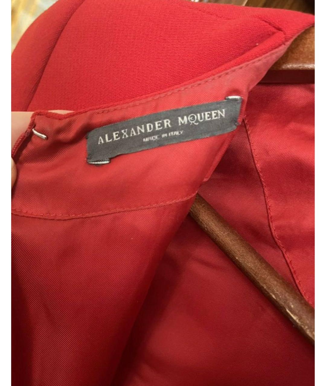 ALEXANDER MCQUEEN Красное шерстяное коктейльное платье, фото 5