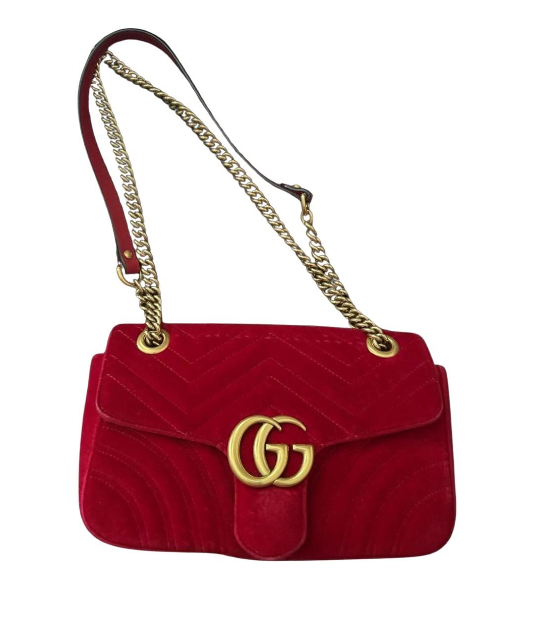 GUCCI Красная бархатная сумка через плечо, фото 1