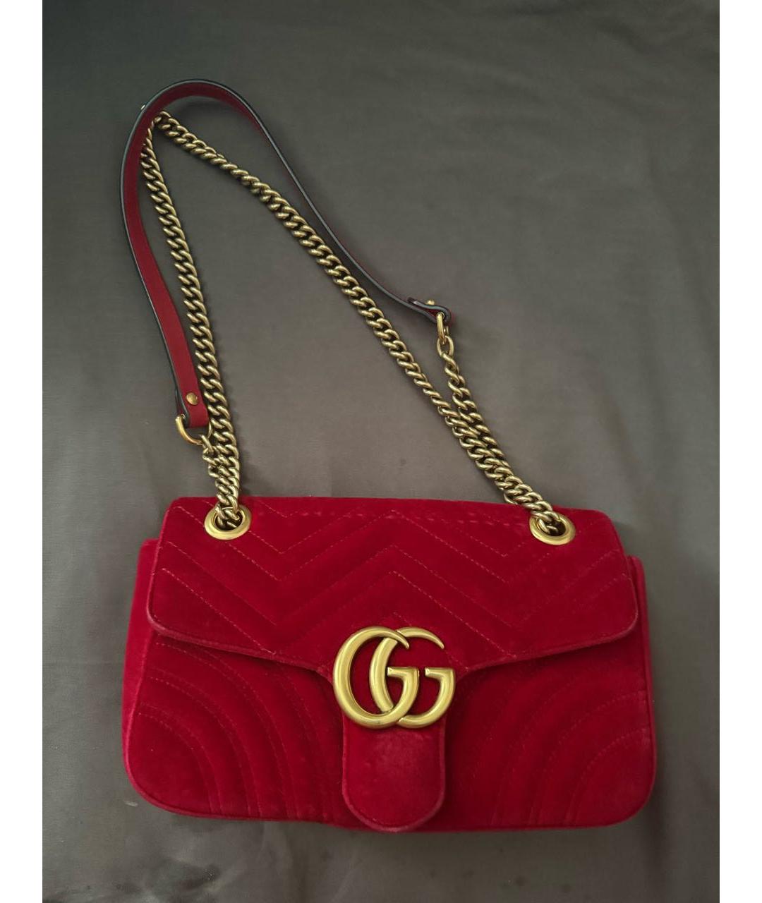 GUCCI Красная бархатная сумка через плечо, фото 5