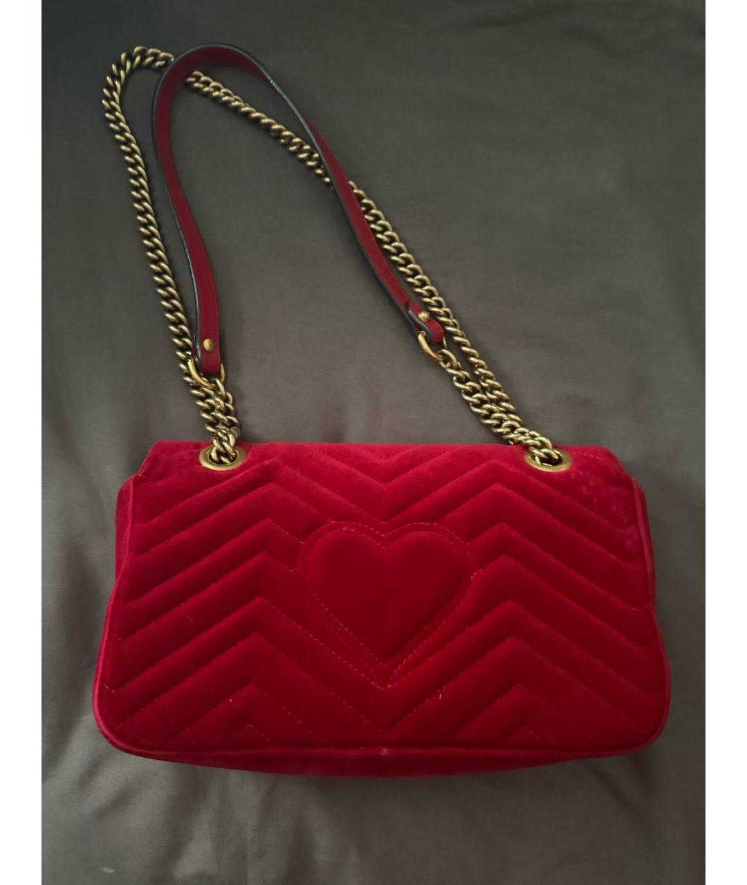 GUCCI Красная бархатная сумка через плечо, фото 2