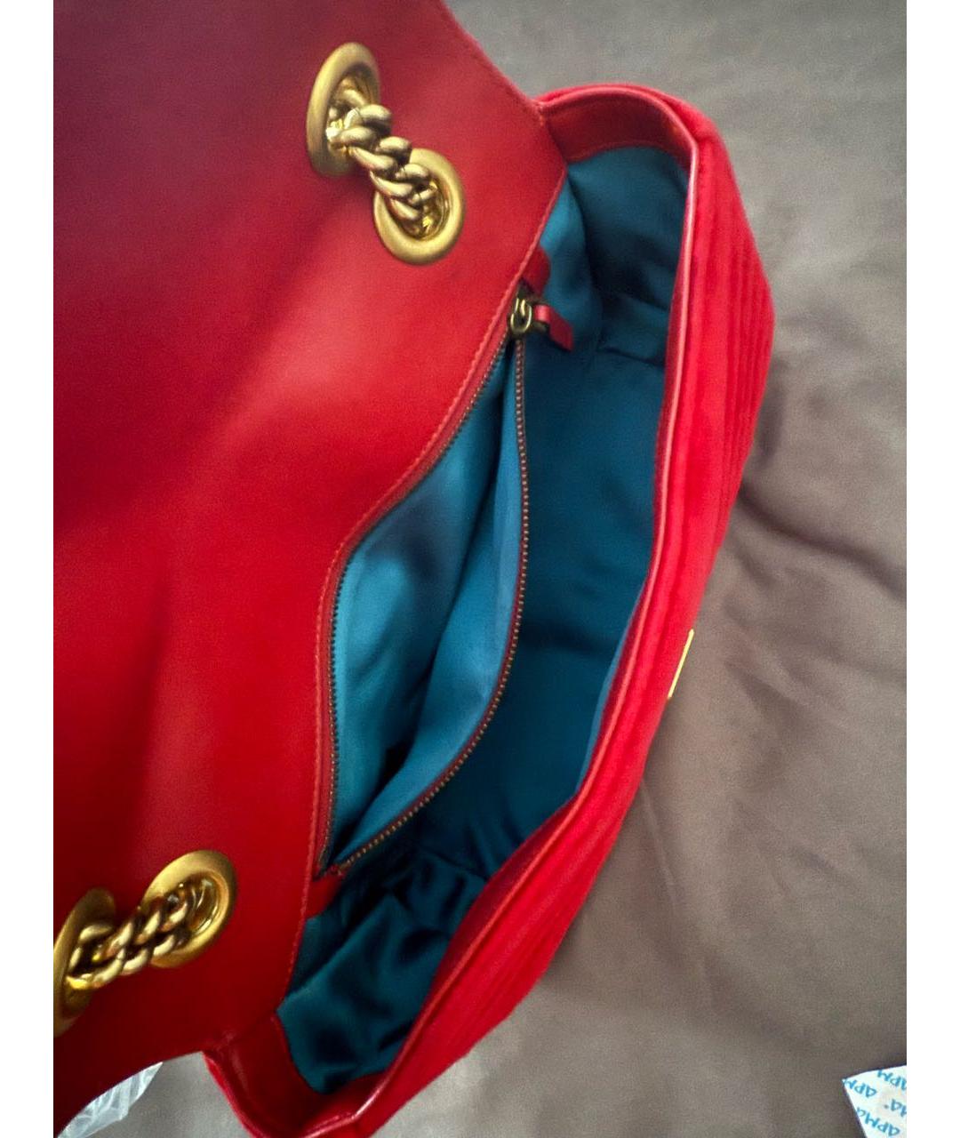 GUCCI Красная бархатная сумка через плечо, фото 4