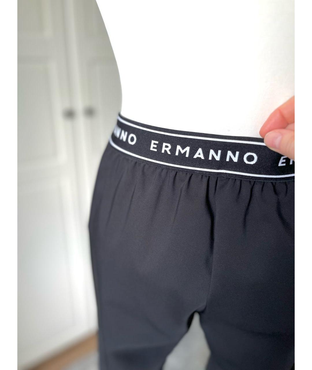 ERMANNO SCERVINO Черные хлопко-эластановые брюки узкие, фото 5