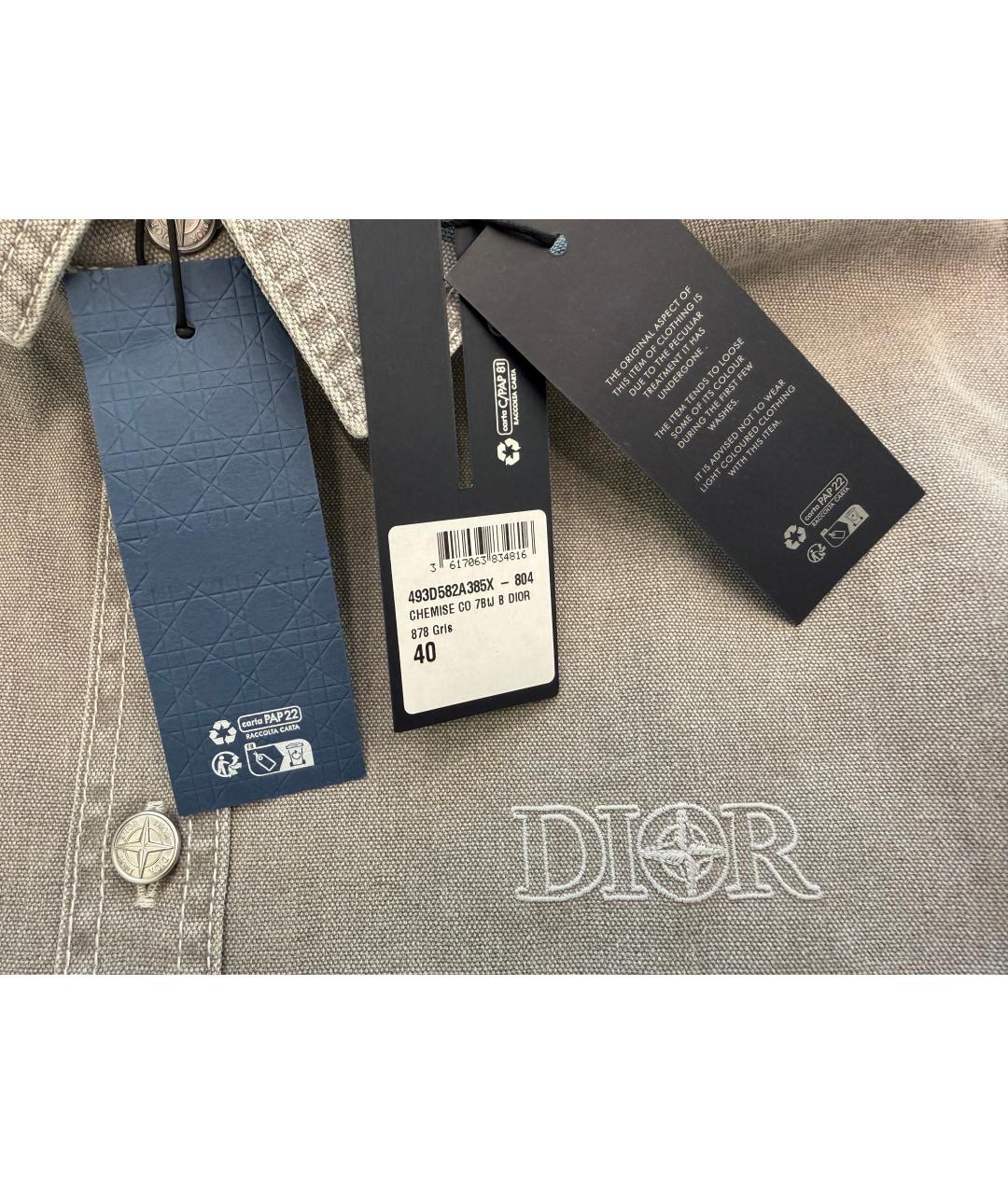CHRISTIAN DIOR Серая хлопковая кэжуал рубашка, фото 5