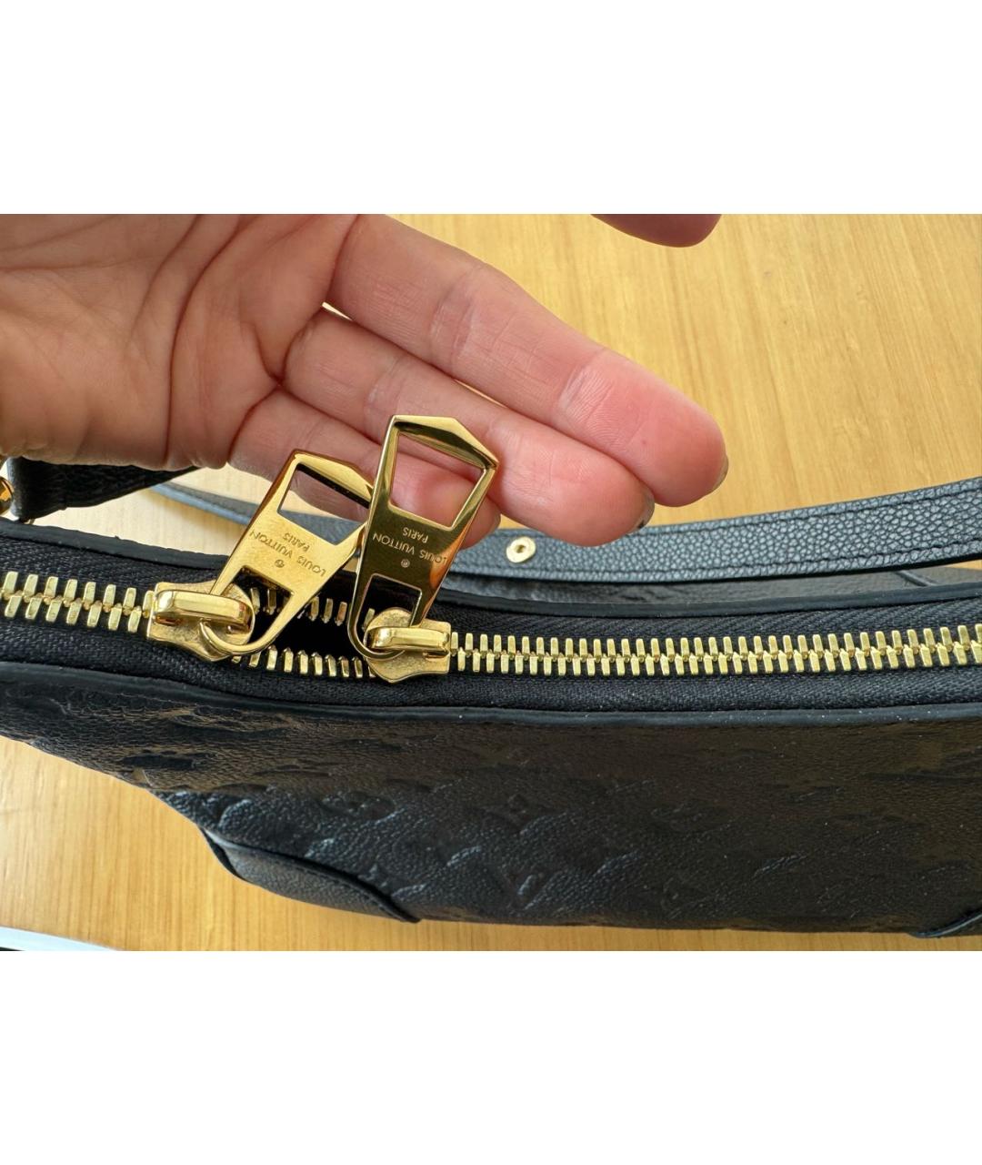 LOUIS VUITTON Черная кожаная сумка через плечо, фото 6