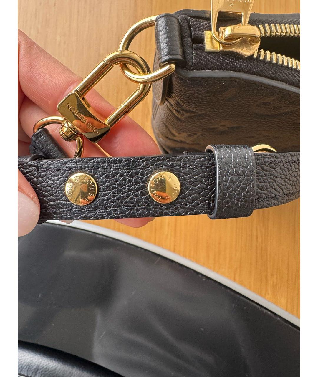 LOUIS VUITTON Черная кожаная сумка через плечо, фото 8