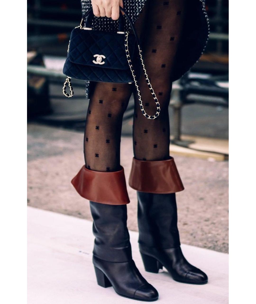 CHANEL Черные кожаные сапоги, фото 8