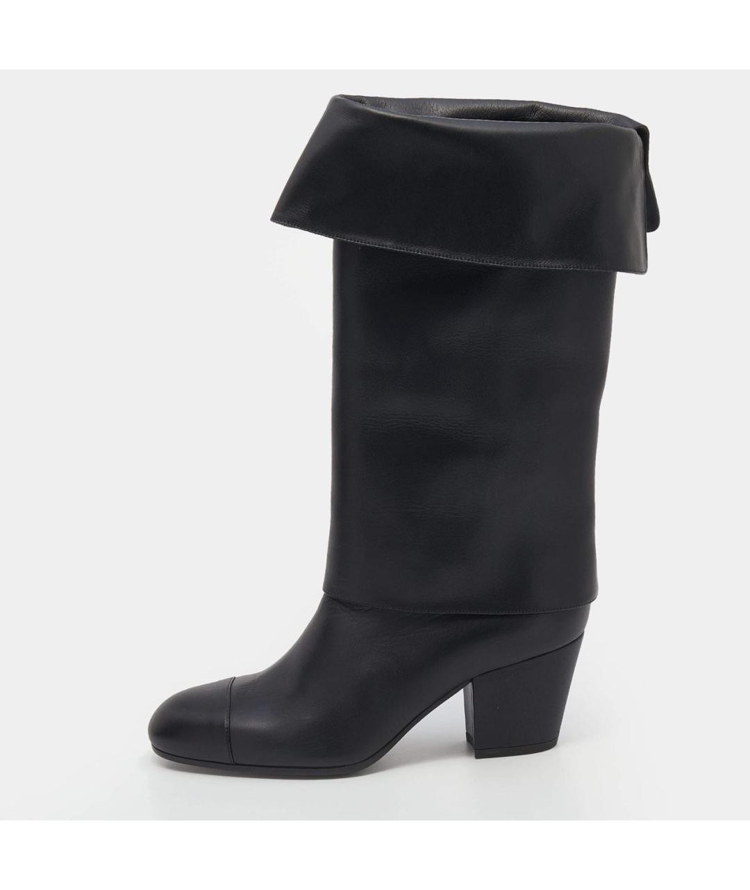CHANEL Черные кожаные сапоги, фото 9