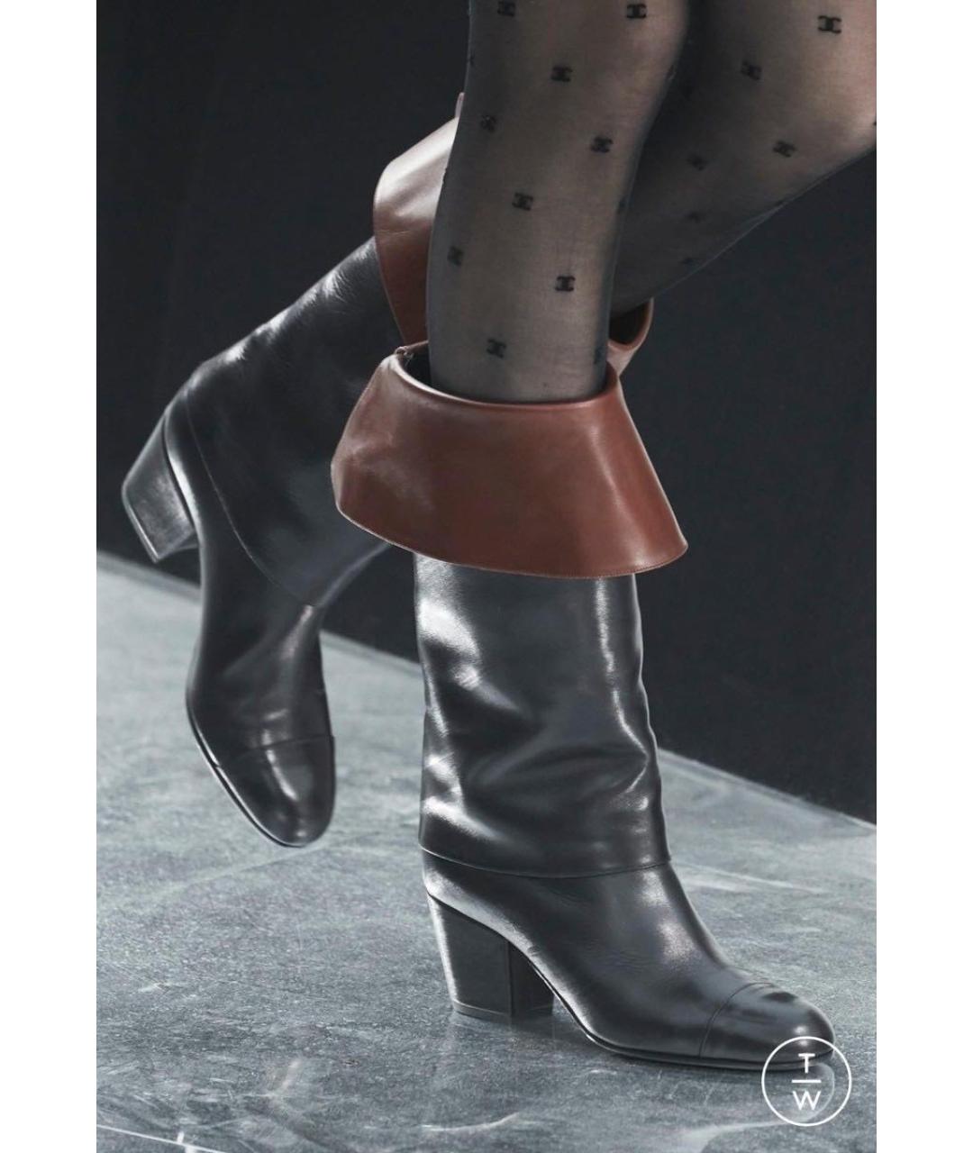 CHANEL Черные кожаные сапоги, фото 7