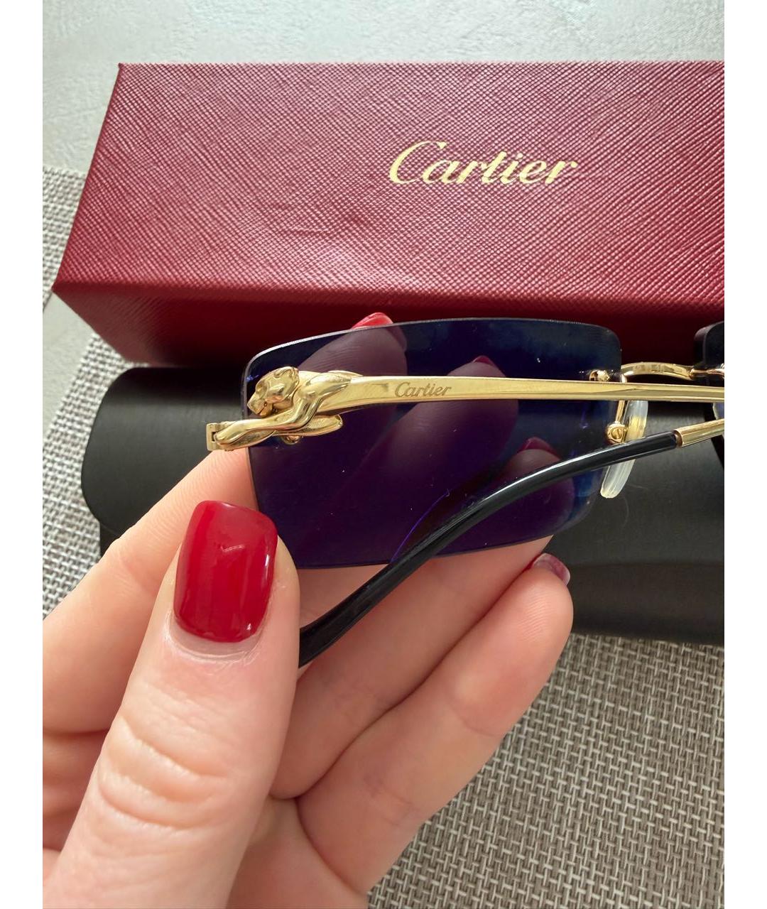 CARTIER Золотые металлические солнцезащитные очки, фото 7