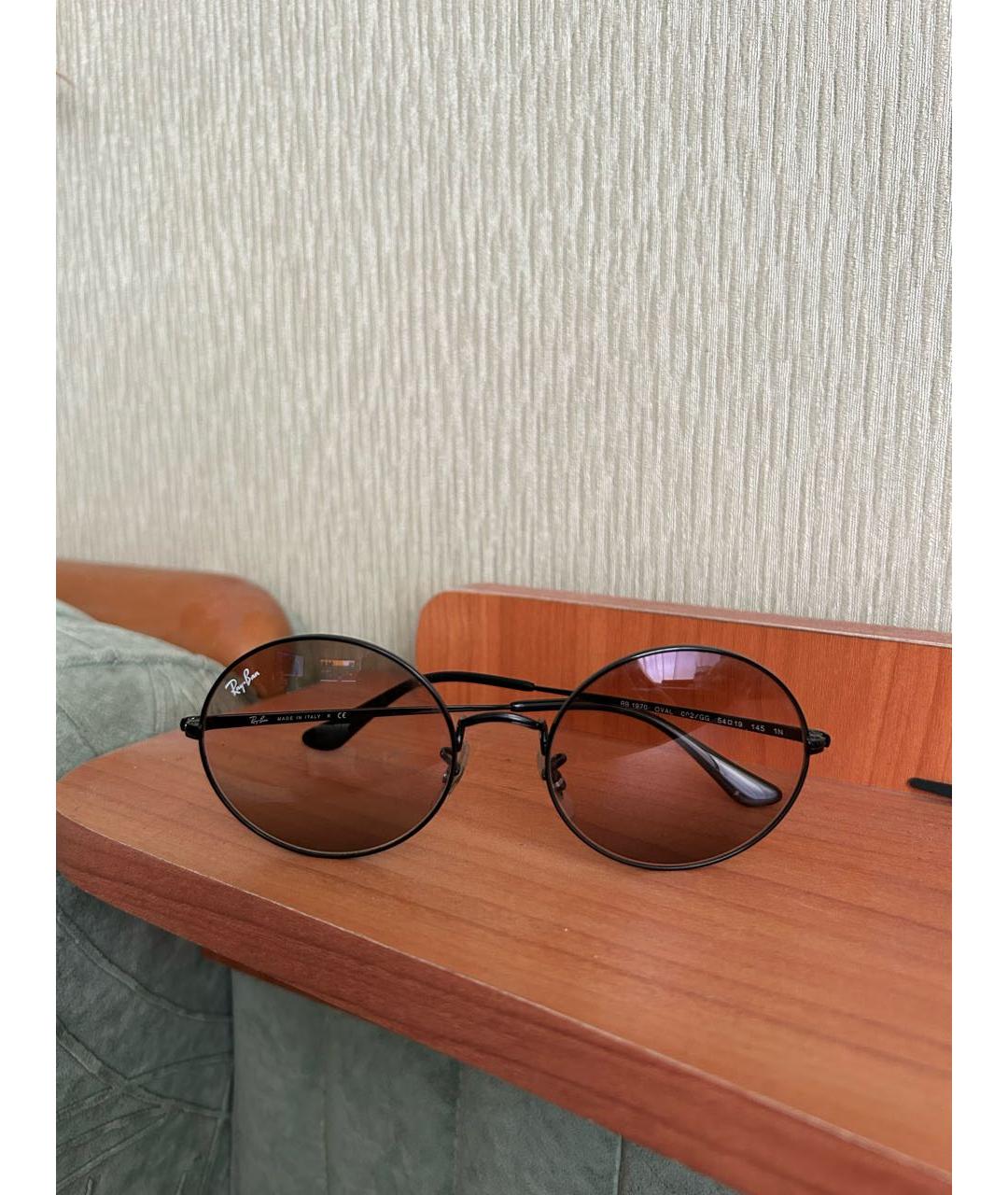 RAY BAN Коричневые металлические солнцезащитные очки, фото 4