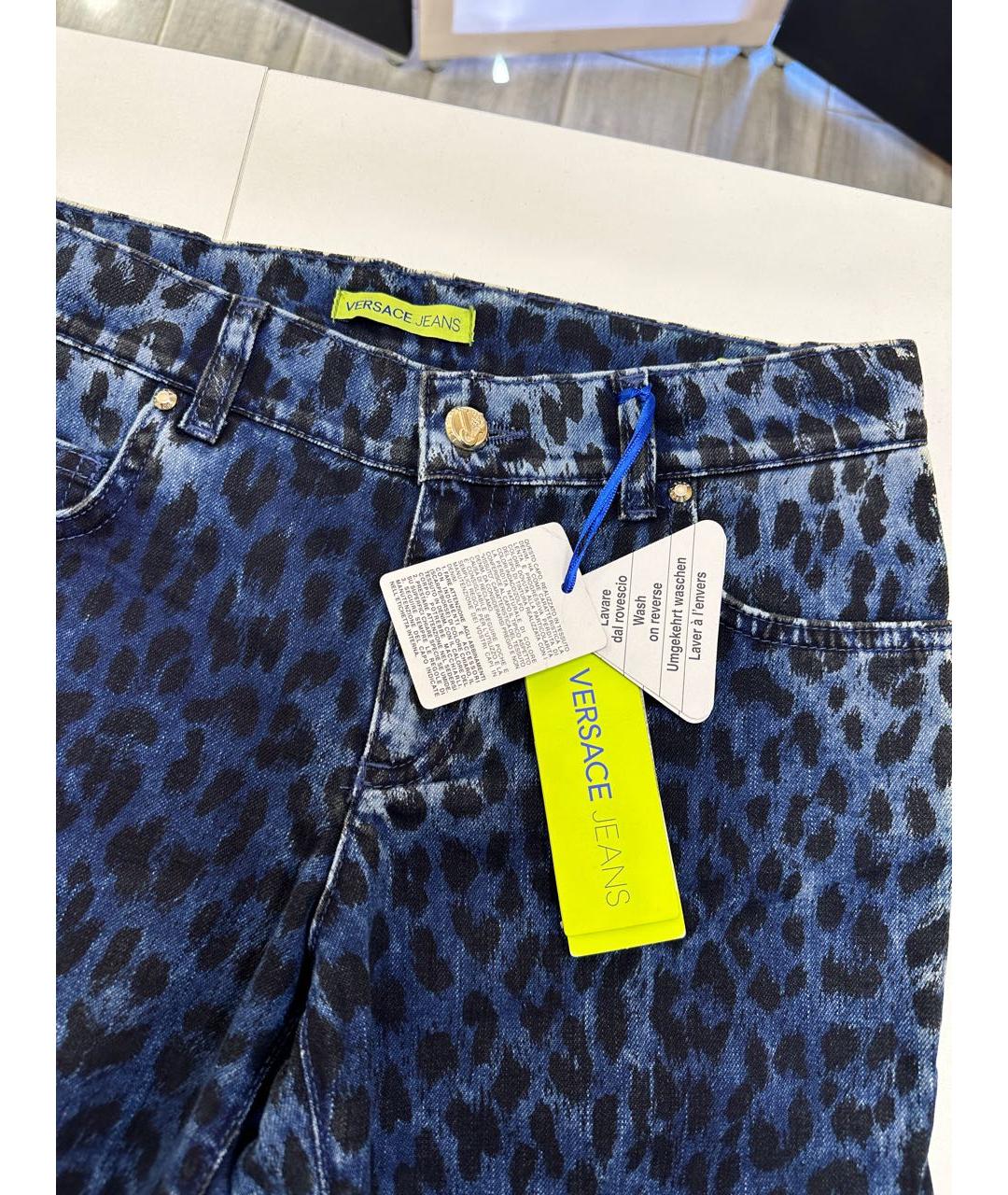 VERSACE JEANS COUTURE Синие хлопко-эластановые джинсы слим, фото 3