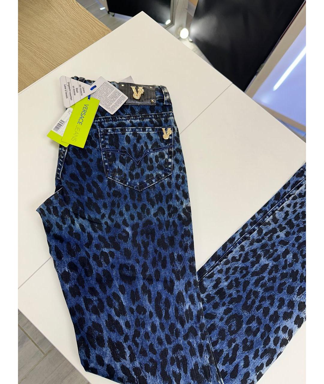 VERSACE JEANS COUTURE Синие хлопко-эластановые джинсы слим, фото 4