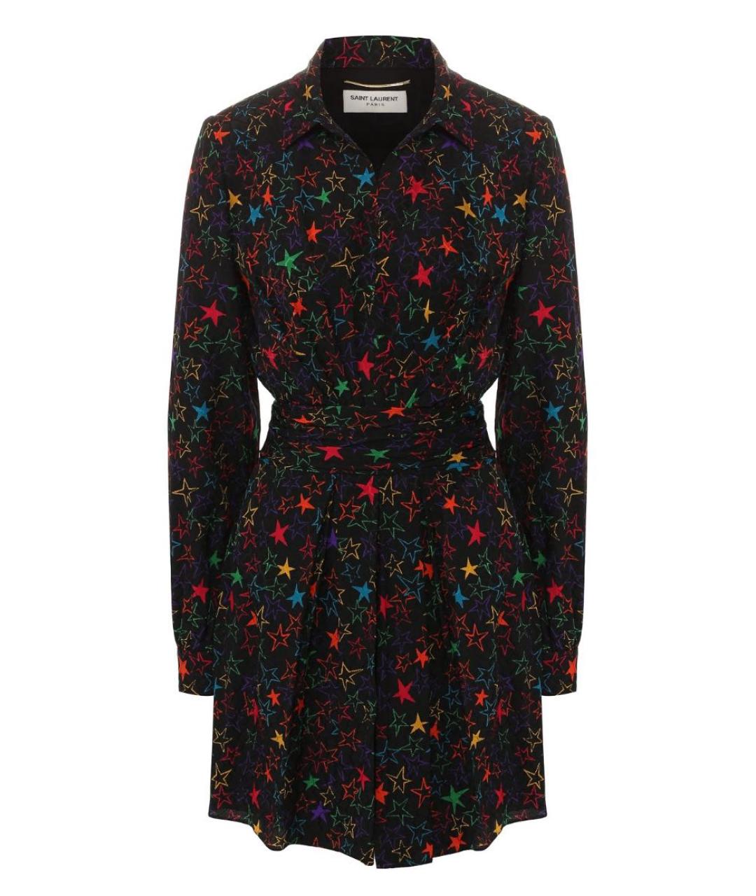 SAINT LAURENT Мульти вискозное коктейльное платье, фото 1