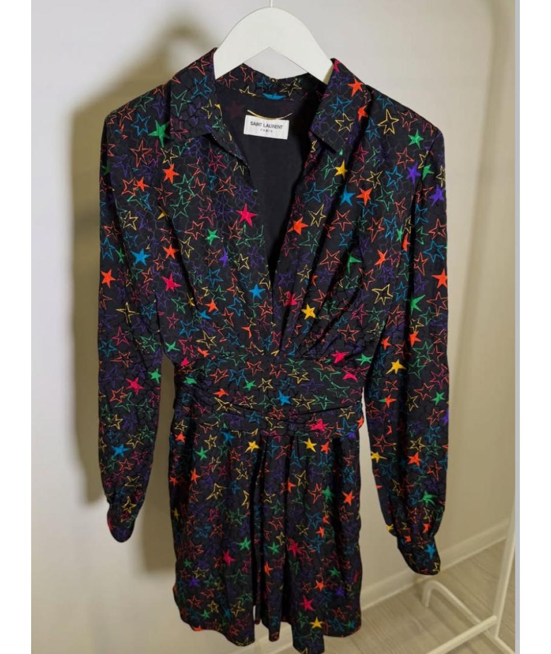 SAINT LAURENT Мульти вискозное коктейльное платье, фото 5