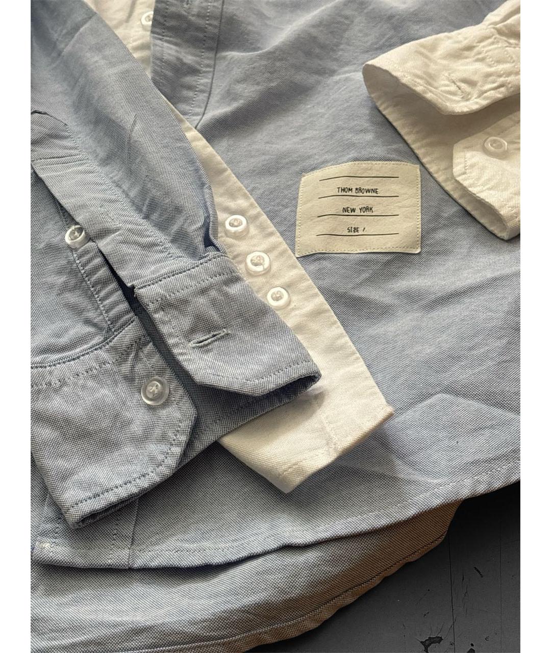 THOM BROWNE Голубая хлопковая кэжуал рубашка, фото 4