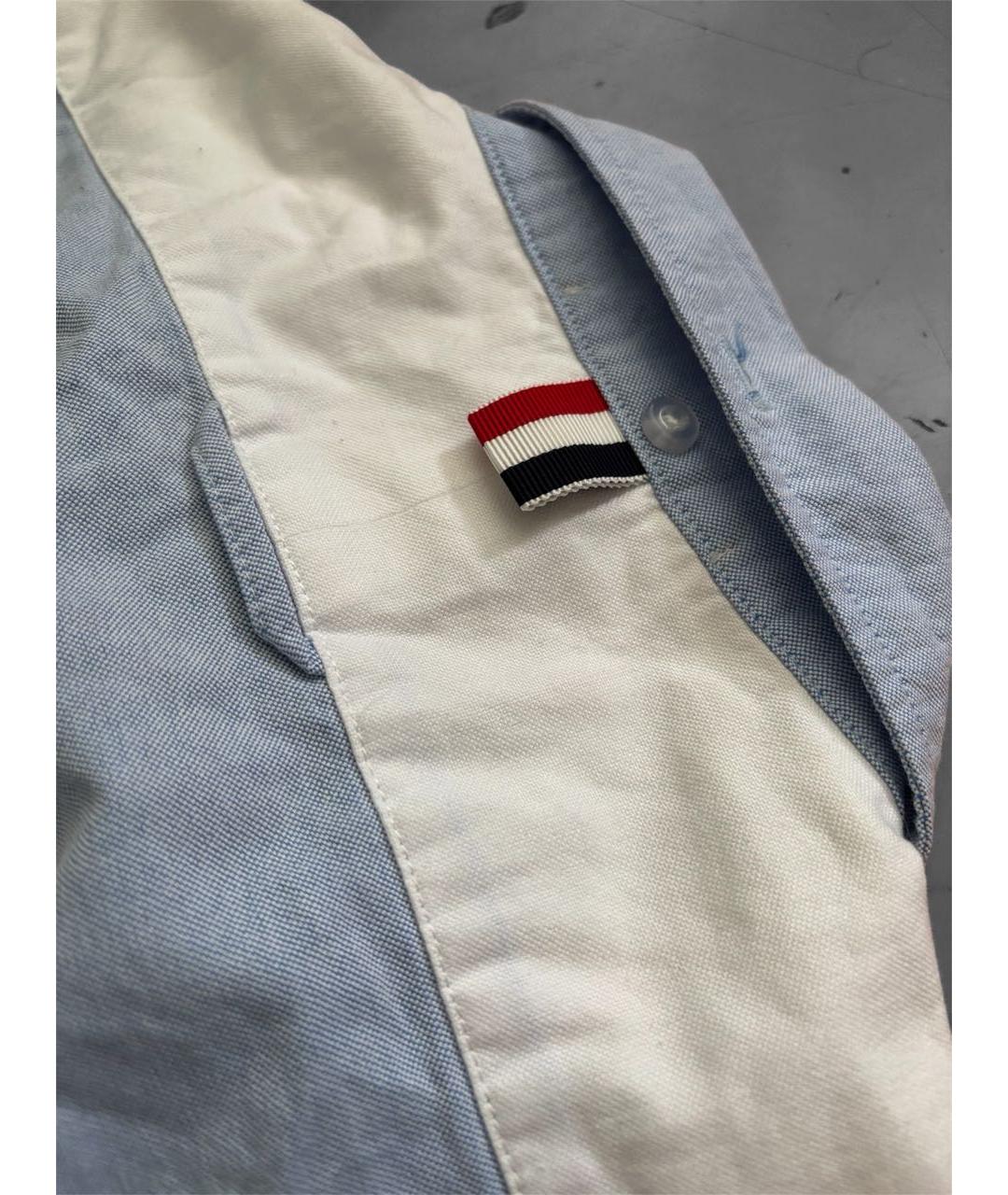 THOM BROWNE Голубая хлопковая кэжуал рубашка, фото 6