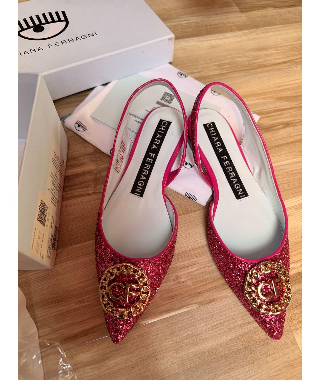 CHIARA FERRAGNI Розовые кожаные балетки, фото 3