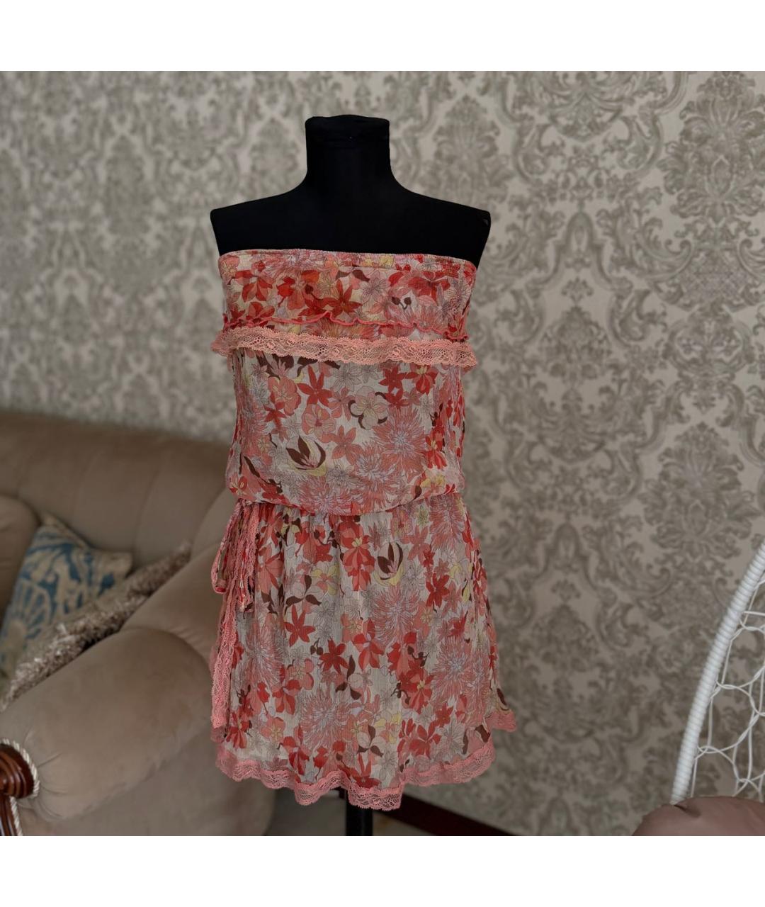 MISS BLUMARINE Розовое шифоновое коктейльное платье, фото 4
