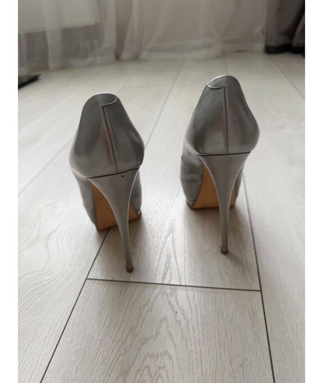 GIUSEPPE ZANOTTI DESIGN Серебряные кожаные туфли, фото 3
