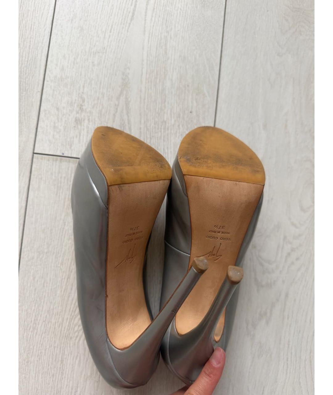GIUSEPPE ZANOTTI DESIGN Серебряные кожаные туфли, фото 7