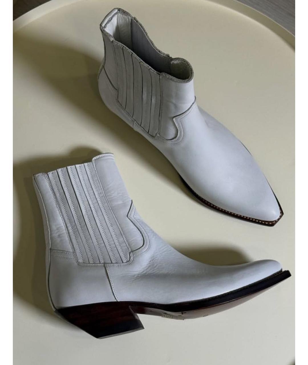 CELINE Белые кожаные полусапоги, фото 3