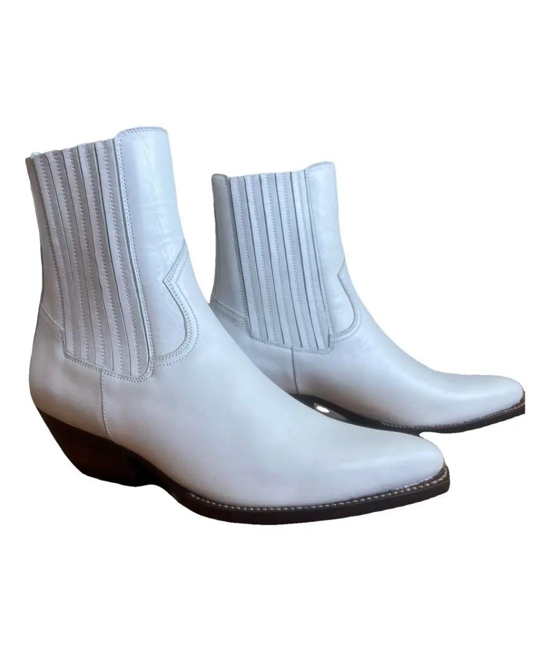 CELINE Белые кожаные полусапоги, фото 5