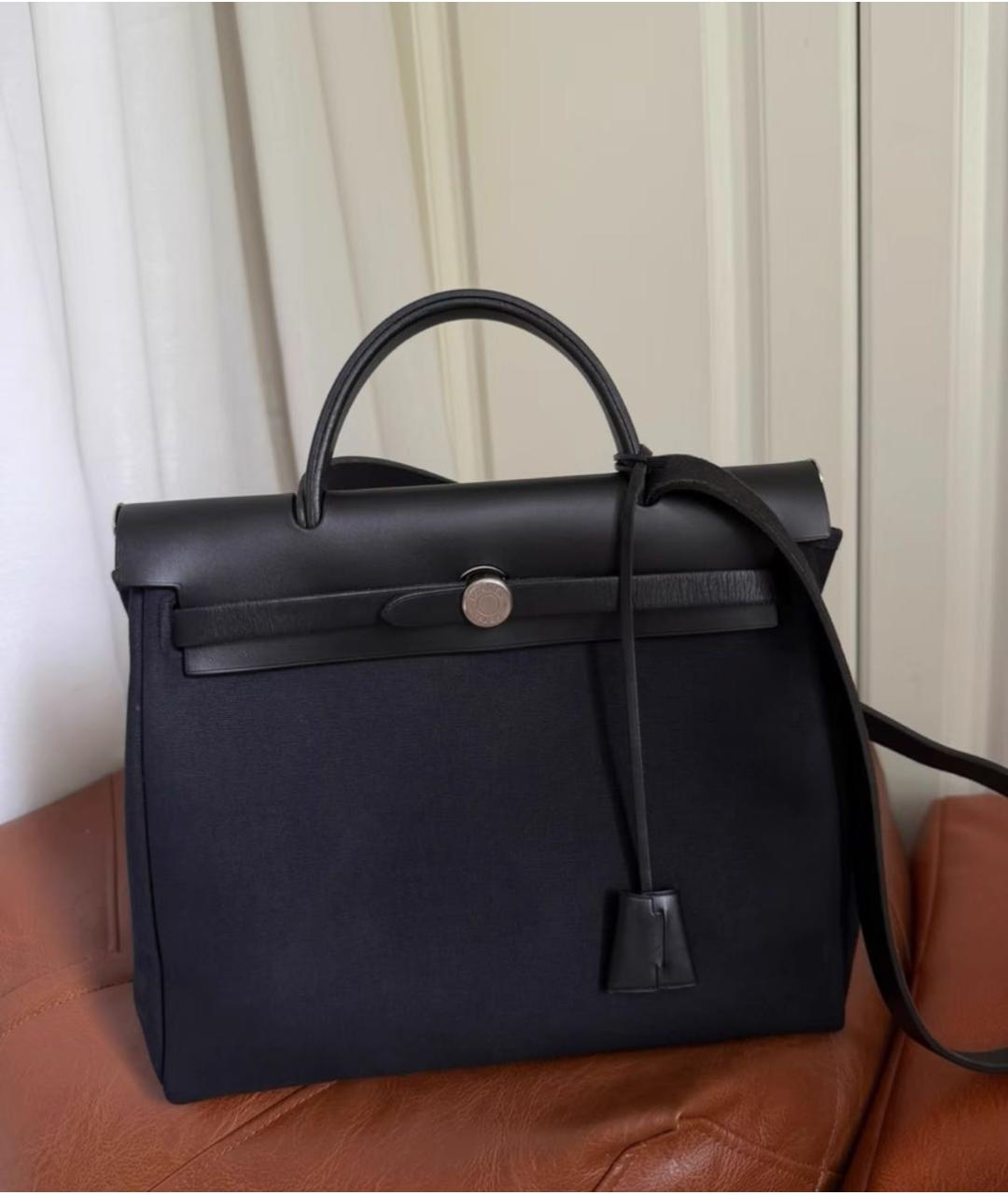 HERMES Черная тканевая сумка через плечо, фото 3