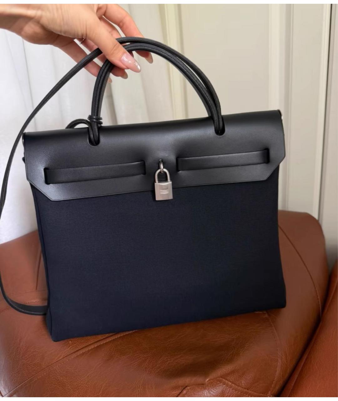 HERMES Черная тканевая сумка через плечо, фото 5