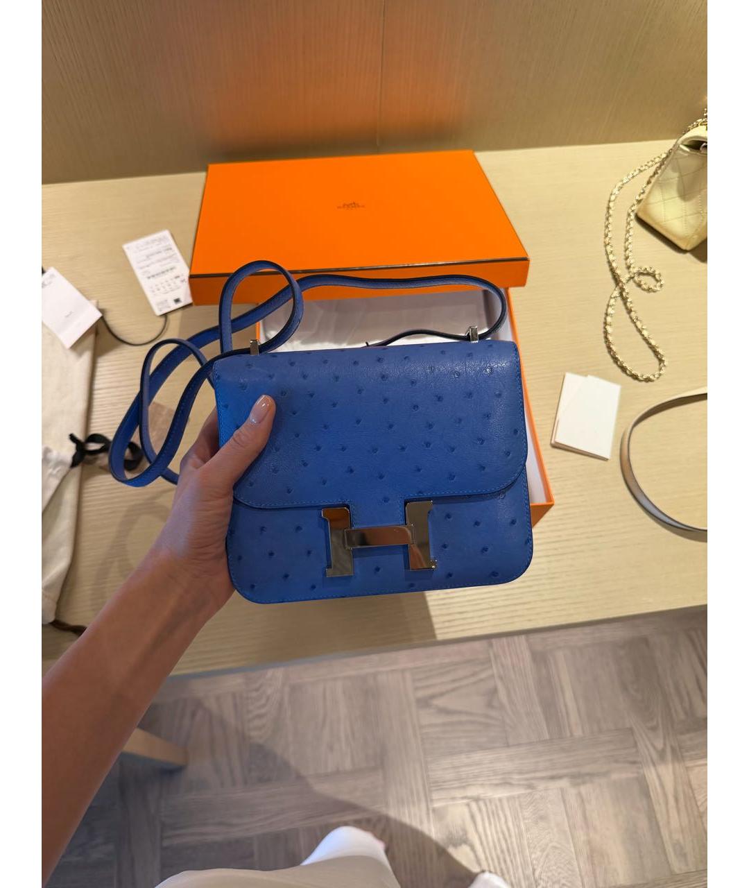 HERMES Синяя сумка через плечо из экзотической кожи, фото 2
