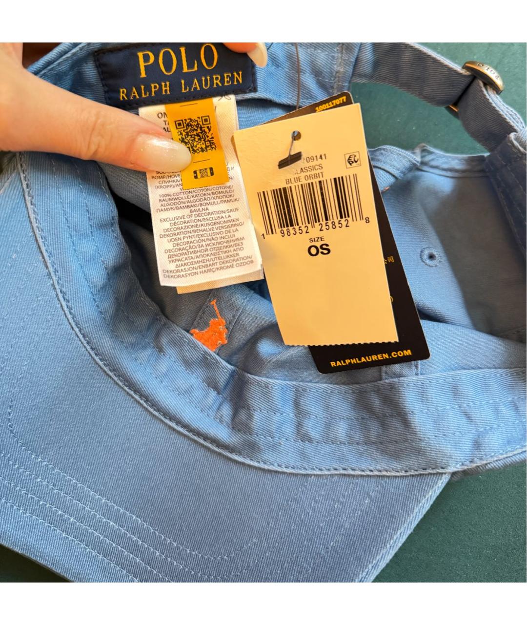 POLO RALPH LAUREN Голубая хлопковая кепка/бейсболка, фото 4