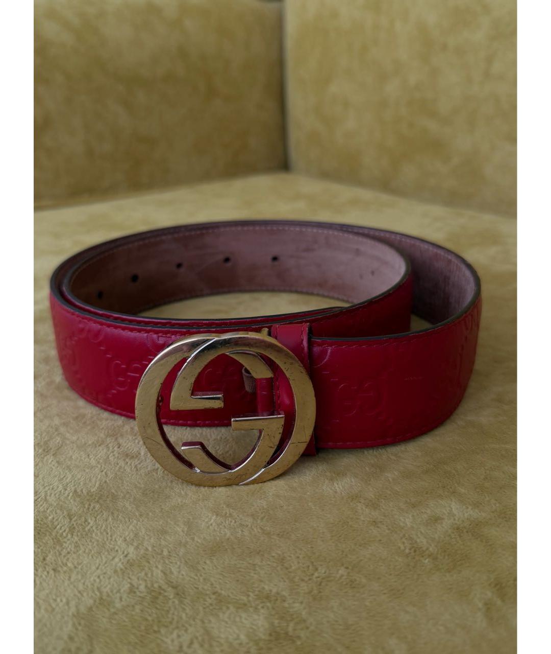 GUCCI Красный кожаный ремень, фото 9