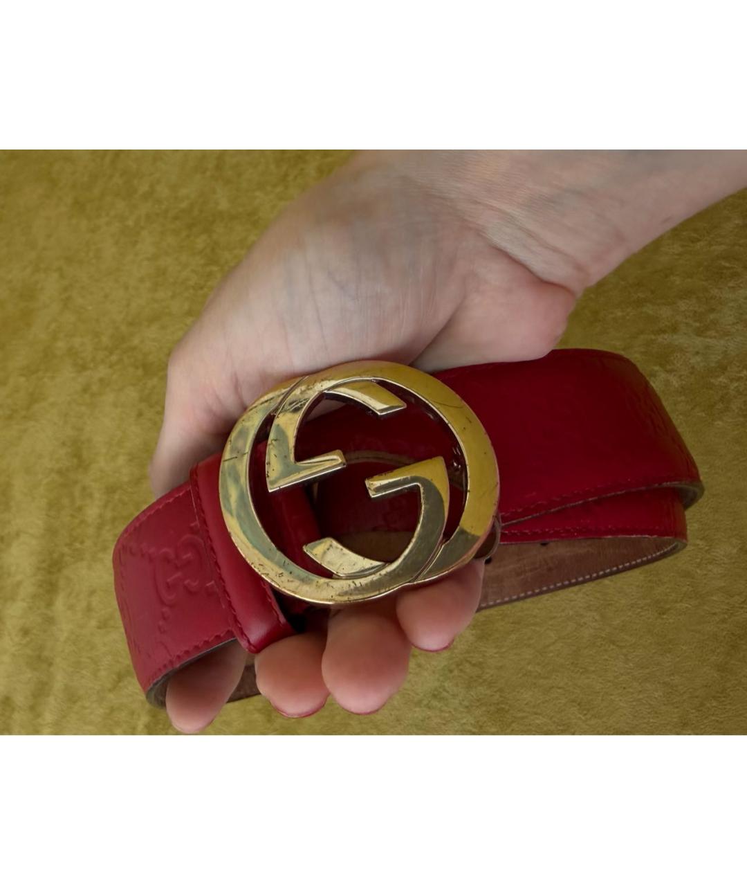 GUCCI Красный кожаный ремень, фото 7