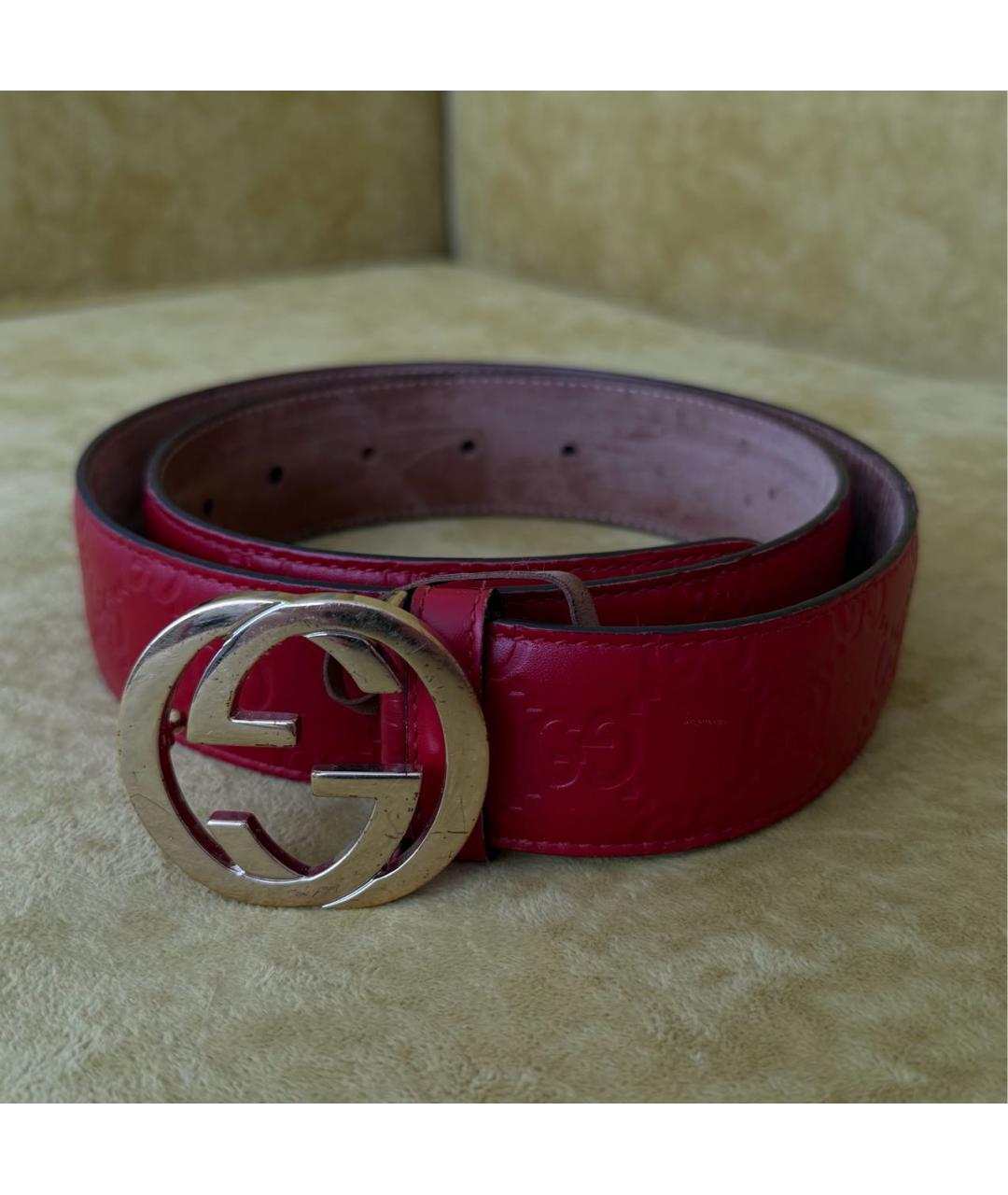 GUCCI Красный кожаный ремень, фото 8