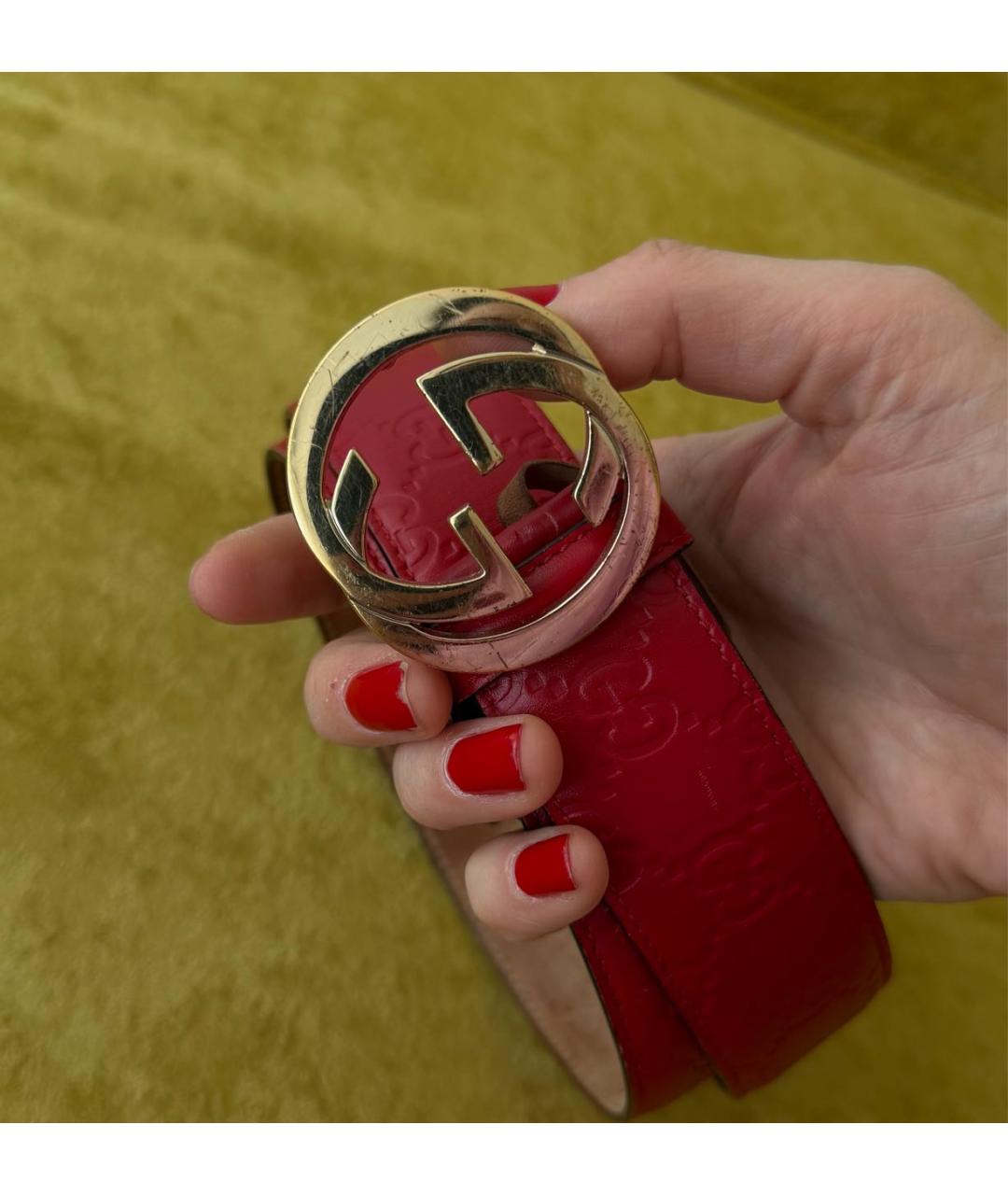 GUCCI Красный кожаный ремень, фото 2
