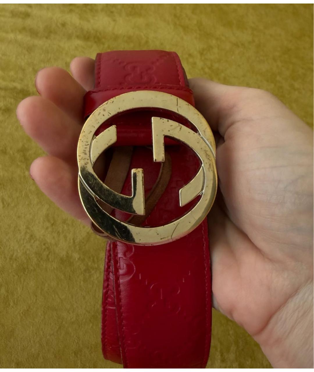 GUCCI Красный кожаный ремень, фото 4